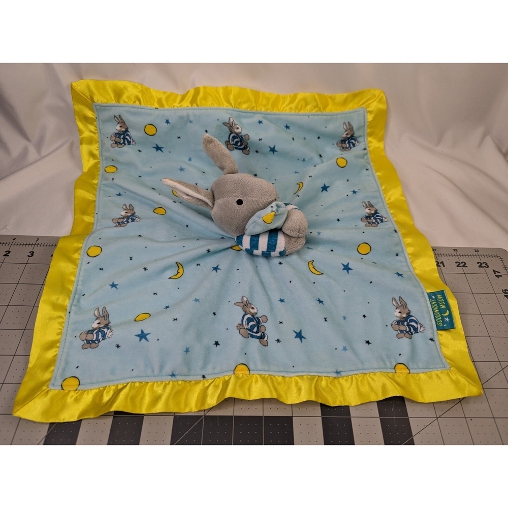 Goodnight Moon Rabbit Lovey Blue Yellow Security Blanket Kids Preferred Stuffed
